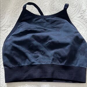 Navy Seamless Sports Bra with Supportive Band